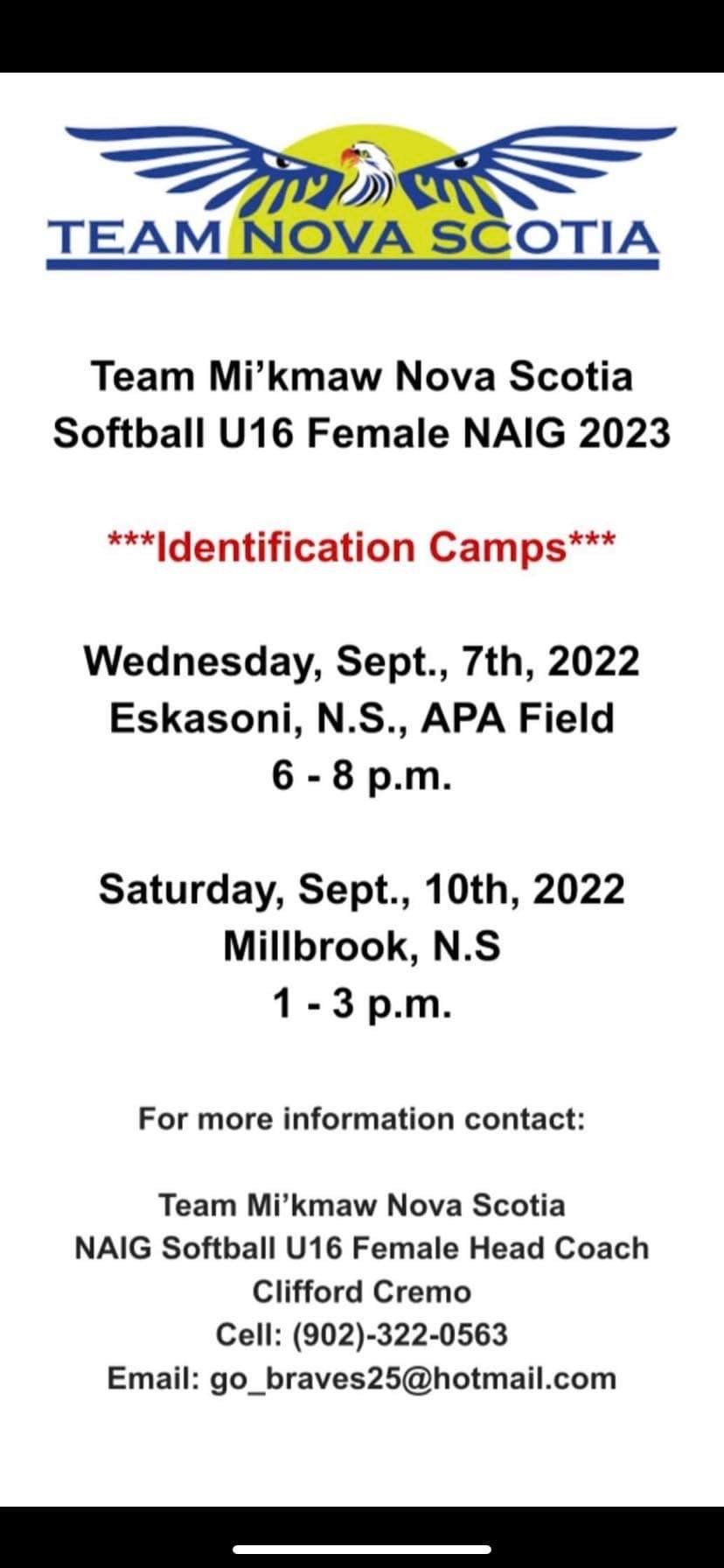 Softball U16 Female ID Camps